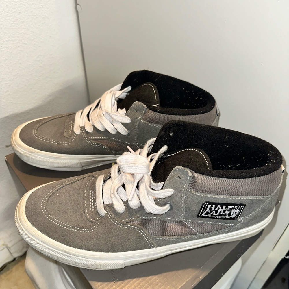 Vans Gray Skateboarding Shoes with Red Accents